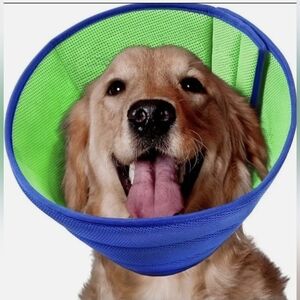 Blue Soft Mesh Adjustable Dog Cone Elizabethan Collar Machine Washable Size 6M